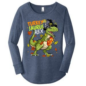 Turkeysaurus Rex Turkey Dino Thanksgiving Women's Perfect Tri Tunic Long Sleeve Shirt