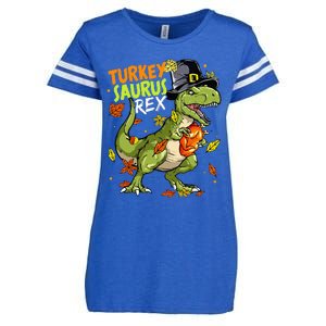 Turkeysaurus Rex Turkey Dino Thanksgiving Enza Ladies Jersey Football T-Shirt