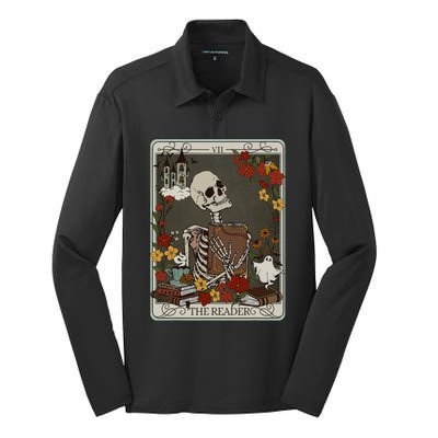 The Reader Tarot Card Bookish Silk Touch Performance Long Sleeve Polo