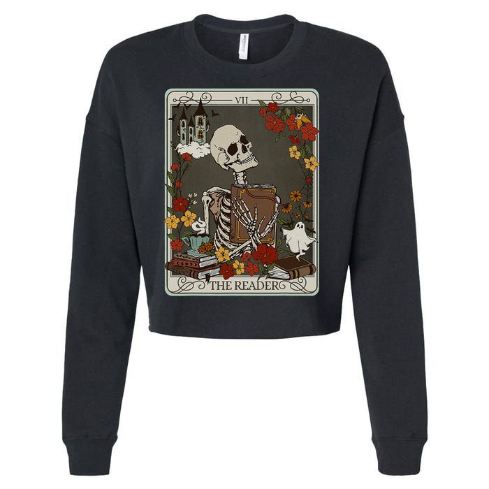 The Reader Tarot Card Bookish Cropped Pullover Crew