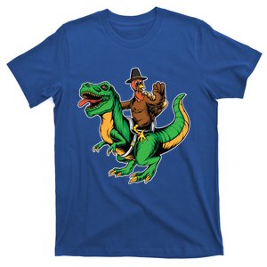 Turkey Riding Trex Dinosaur Thanksgiving Day Fall Autumn Cute Gift T-Shirt