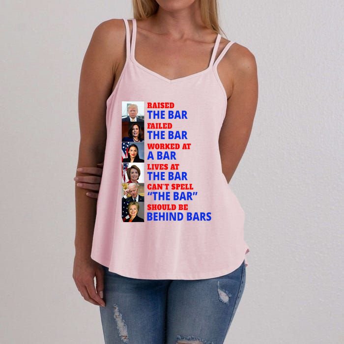 Trump Raised The Bar Harris Failed The Bar Women's Strappy Tank