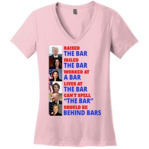 Trump Raised The Bar Harris Failed The Bar Women's V-Neck T-Shirt