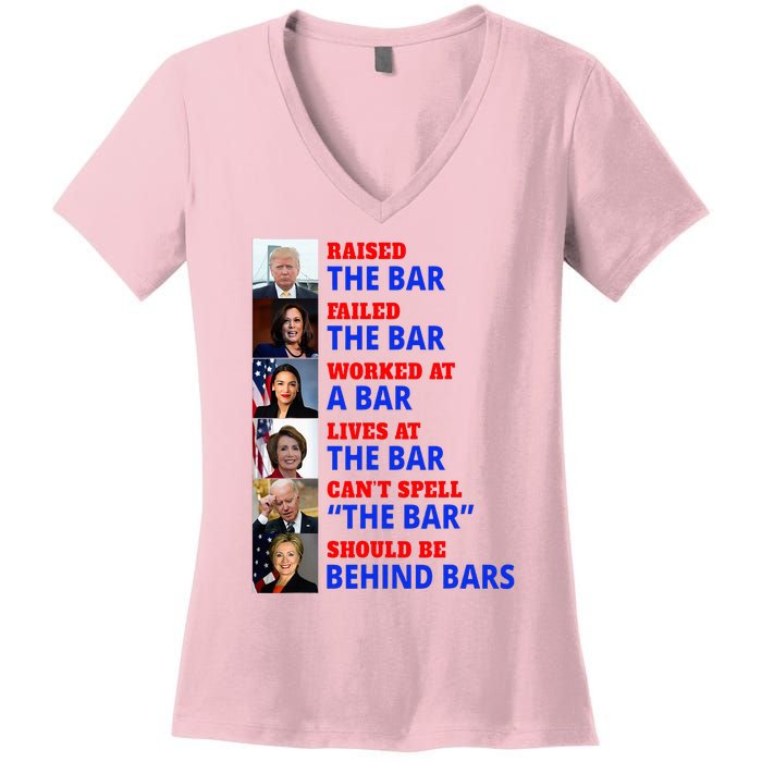 Trump Raised The Bar Harris Failed The Bar Women's V-Neck T-Shirt