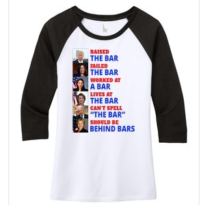 Trump Raised The Bar Harris Failed The Bar Women's Tri-Blend 3/4-Sleeve Raglan Shirt