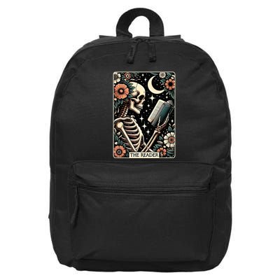The Reader Tarot Card Skeleton Reading Book Bookworm Bookish 16 in Basic Backpack