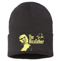 The Rizzfather The Rizzler Godfather Funny Meme Gift Sustainable Knit Beanie