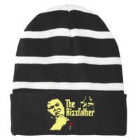 The Rizzfather The Rizzler Godfather Funny Meme Gift Striped Beanie with Solid Band