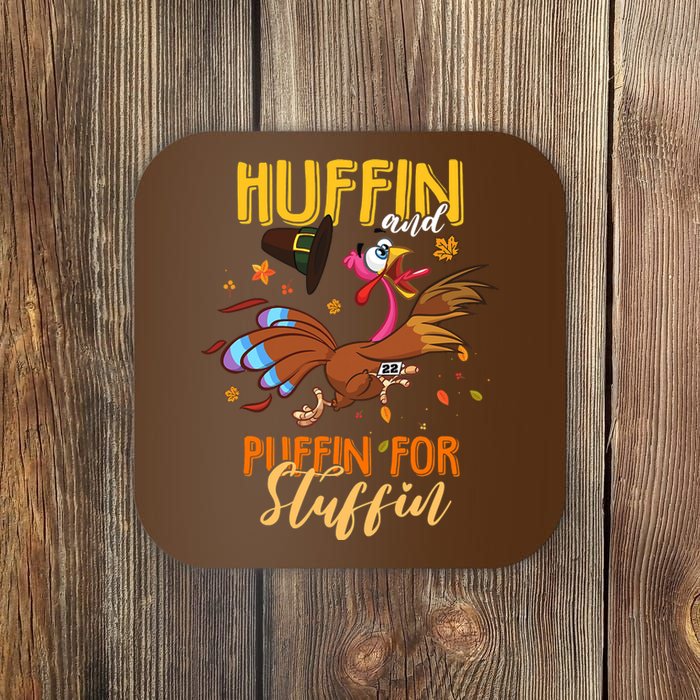 Thanksgiving Run Turkey Trot Huffin and Puffin for Stuffin Coaster