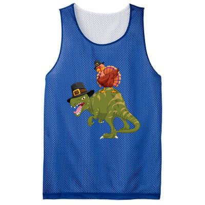 Turkey Riding Trex Dinosaur Thanksgiving Day Pilgrim Gift Mesh Reversible Basketball Jersey Tank