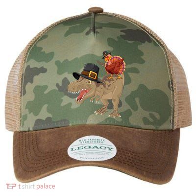 Turkey Riding Trex Dinosaur Thanksgiving Day Pilgrim Gift Legacy Tie Dye Trucker Hat