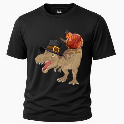 Turkey Riding Trex Dinosaur Thanksgiving Day Pilgrim Gift Performance Shirt