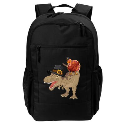 Turkey Riding Trex Dinosaur Thanksgiving Day Pilgrim Gift Backpack