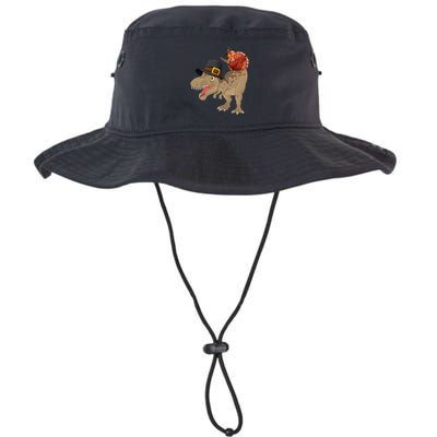 Turkey Riding Trex Dinosaur Thanksgiving Day Pilgrim Gift Bucket Hat