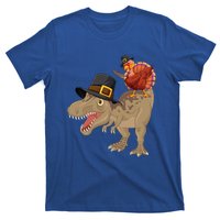 Turkey Riding Trex Dinosaur Thanksgiving Day Pilgrim Gift T-Shirt