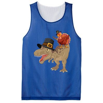 Turkey Riding Trex Dinosaur Thanksgiving Day Pilgrim Gift Mesh Reversible Basketball Jersey Tank