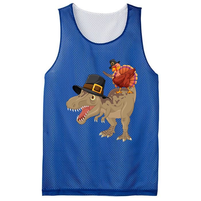 Turkey Riding Trex Dinosaur Thanksgiving Day Pilgrim Gift Mesh Reversible Basketball Jersey Tank