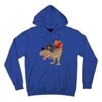 Turkey Riding Trex Dinosaur Thanksgiving Day Pilgrim Gift Tall Hoodie