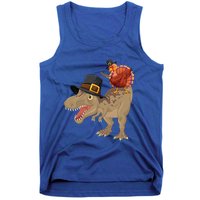 Turkey Riding Trex Dinosaur Thanksgiving Day Pilgrim Gift Tank Top