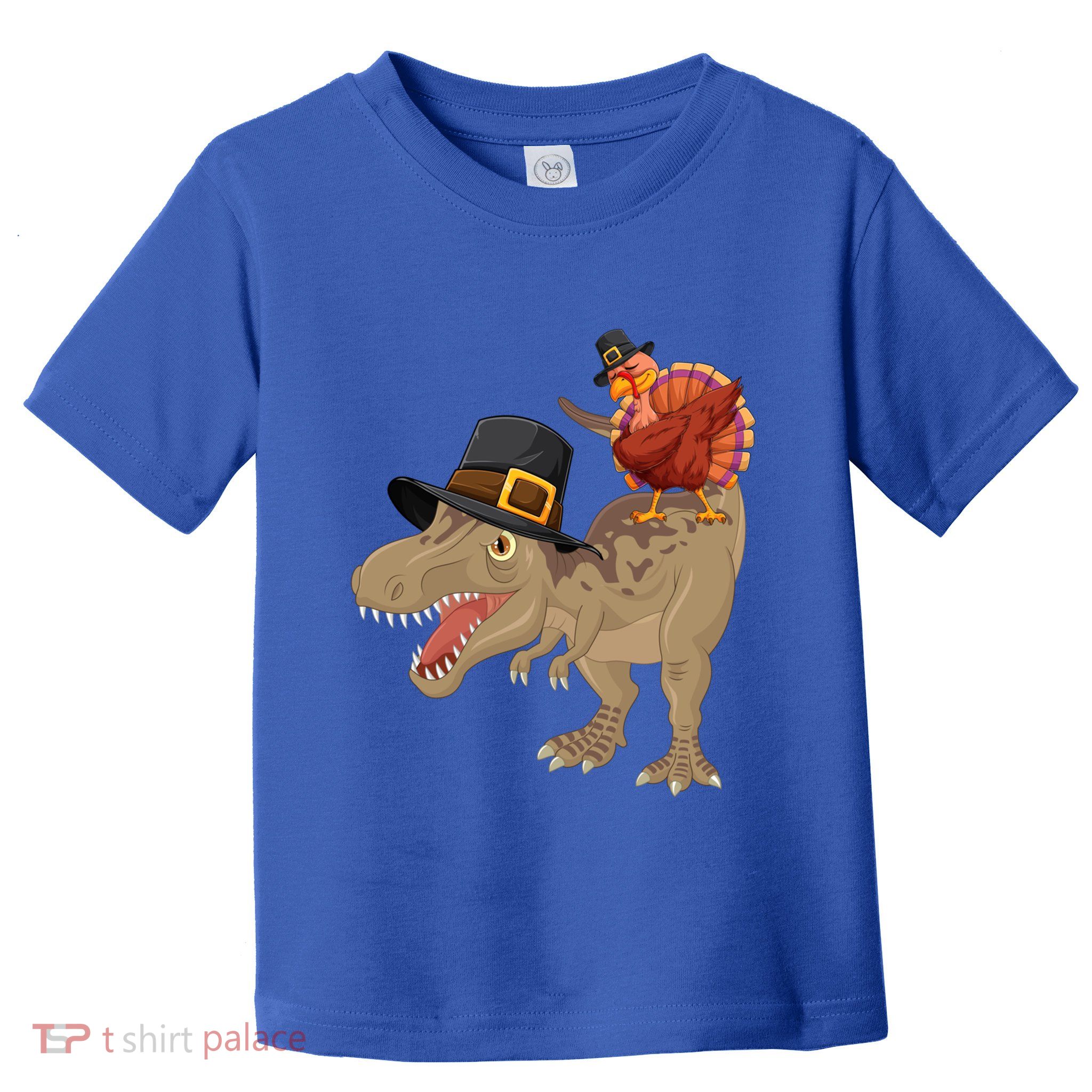 Turkey Riding Trex Dinosaur Thanksgiving Day Pilgrim Gift Toddler T-Shirt