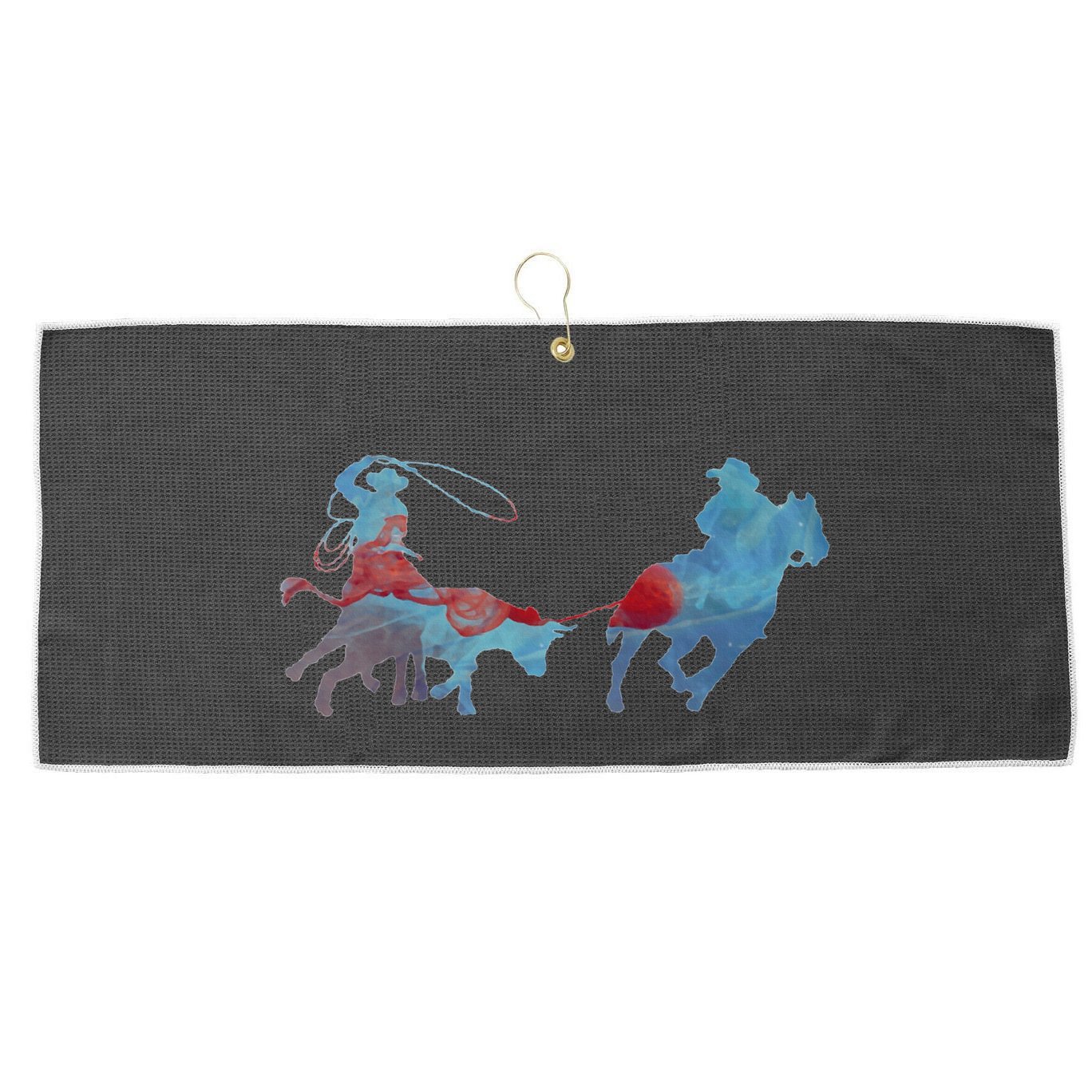 Team Roping Large Microfiber Waffle Golf Towel