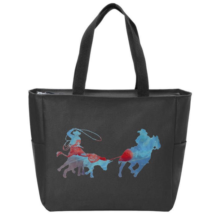 Team Roping Zip Tote Bag