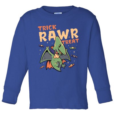 Trick Rawr Treat Cute Creepy Halloween Dino Vampire Gift Toddler Long Sleeve Shirt