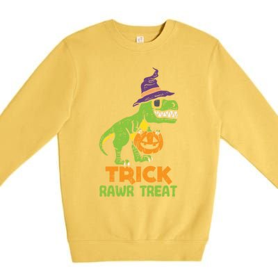 Trick Rawr Treat Dinosaur Dino Trex Halloween Cute Gift Premium Crewneck Sweatshirt