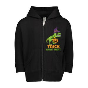 Trick Rawr Treat Dinosaur Dino Trex Halloween Cute Gift Toddler Zip Fleece Hoodie