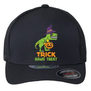 Trick Rawr Treat Dinosaur Dino Trex Halloween Cute Gift Flexfit Unipanel Trucker Cap