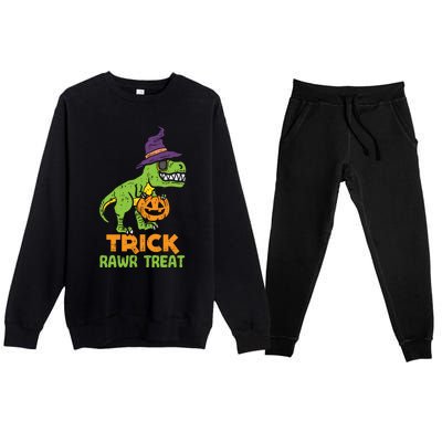 Trick Rawr Treat Dinosaur Dino Trex Halloween Cute Gift Premium Crewneck Sweatsuit Set