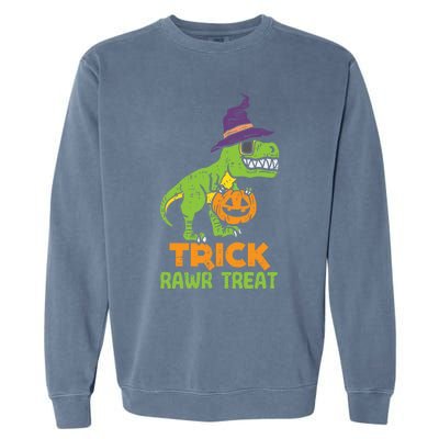 Trick Rawr Treat Dinosaur Dino Trex Halloween Cute Gift Garment-Dyed Sweatshirt