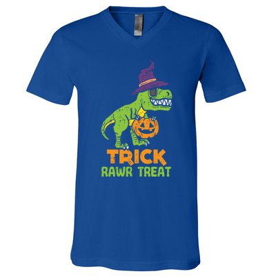 Trick Rawr Treat Dinosaur Dino Trex Halloween Cute Gift V-Neck T-Shirt