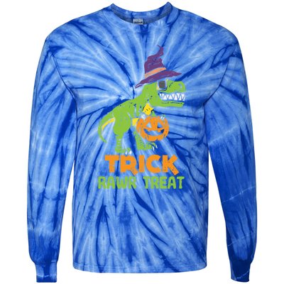 Trick Rawr Treat Dinosaur Dino Trex Halloween Cute Gift Tie-Dye Long Sleeve Shirt