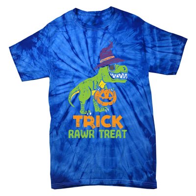 Trick Rawr Treat Dinosaur Dino Trex Halloween Cute Gift Tie-Dye T-Shirt