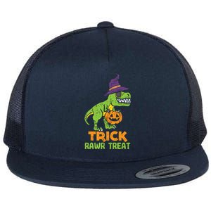 Trick Rawr Treat Dinosaur Dino Trex Halloween Cute Gift Flat Bill Trucker Hat