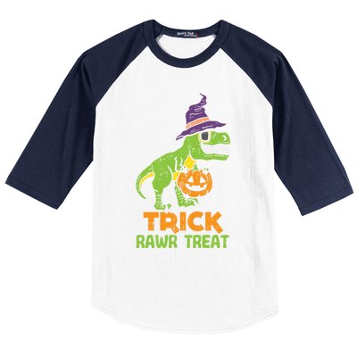 Trick Rawr Treat Dinosaur Dino Trex Halloween Cute Gift Baseball Sleeve Shirt