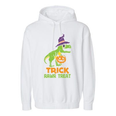 Trick Rawr Treat Dinosaur Dino Trex Halloween Cute Gift Garment-Dyed Fleece Hoodie