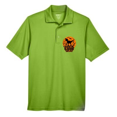 Trick Rawr Treat Dinosaur TRex Full Moon Bat Halloween Cool Gift Men's Origin Performance Pique Polo