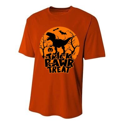 Trick Rawr Treat Dinosaur TRex Full Moon Bat Halloween Cool Gift Performance Sprint T-Shirt