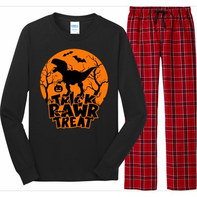 Trick Rawr Treat Dinosaur TRex Full Moon Bat Halloween Cool Gift Long Sleeve Pajama Set