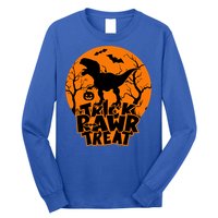 Trick Rawr Treat Dinosaur TRex Full Moon Bat Halloween Cool Gift Long Sleeve Shirt