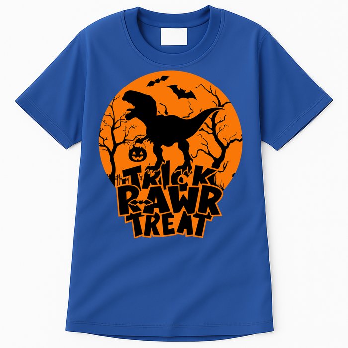 Trick Rawr Treat Dinosaur TRex Full Moon Bat Halloween Cool Gift Tall T-Shirt