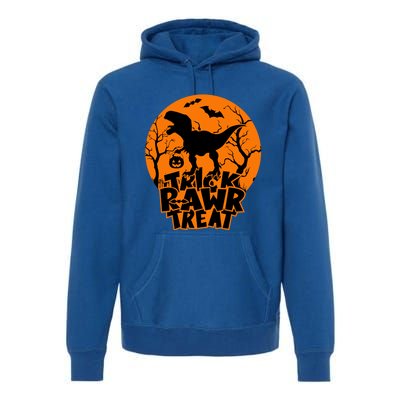 Trick Rawr Treat Dinosaur TRex Full Moon Bat Halloween Cool Gift Premium Hoodie