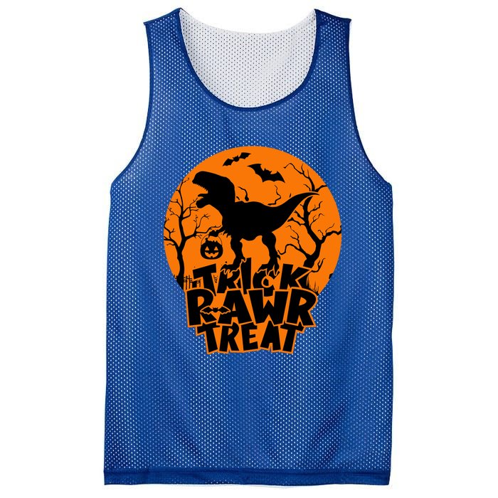 Trick Rawr Treat Dinosaur TRex Full Moon Bat Halloween Cool Gift Mesh Reversible Basketball Jersey Tank