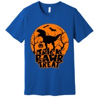 Trick Rawr Treat Dinosaur TRex Full Moon Bat Halloween Cool Gift Premium T-Shirt