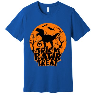 Trick Rawr Treat Dinosaur TRex Full Moon Bat Halloween Cool Gift Premium T-Shirt