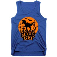 Trick Rawr Treat Dinosaur TRex Full Moon Bat Halloween Cool Gift Tank Top