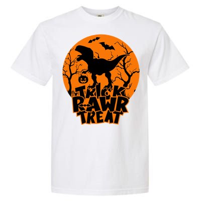 Trick Rawr Treat Dinosaur TRex Full Moon Bat Halloween Cool Gift Garment-Dyed Heavyweight T-Shirt