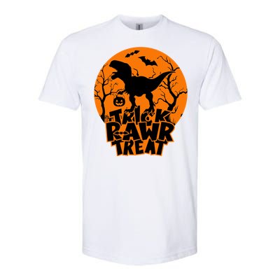 Trick Rawr Treat Dinosaur TRex Full Moon Bat Halloween Cool Gift Softstyle CVC T-Shirt